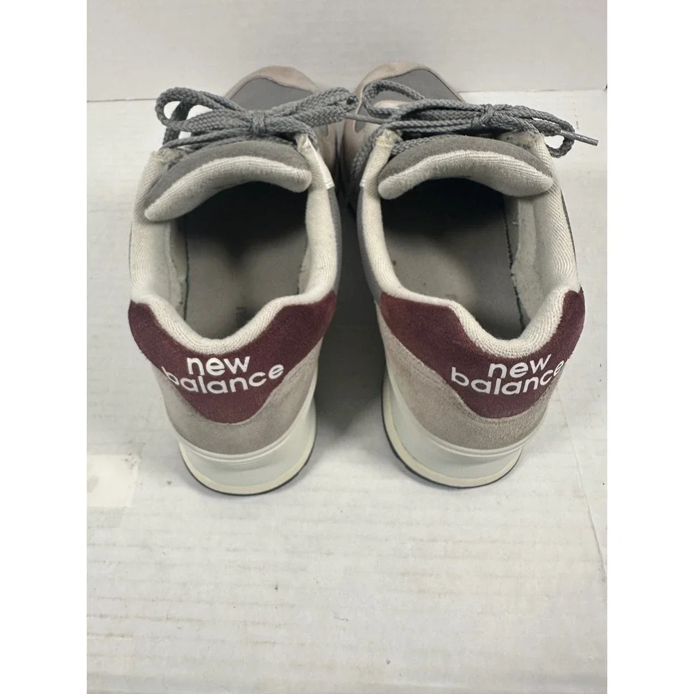 New Balance 574 Grey Burgundy Cordura Suede Sneakers U574KBR Mens 13 Womens 14.5
